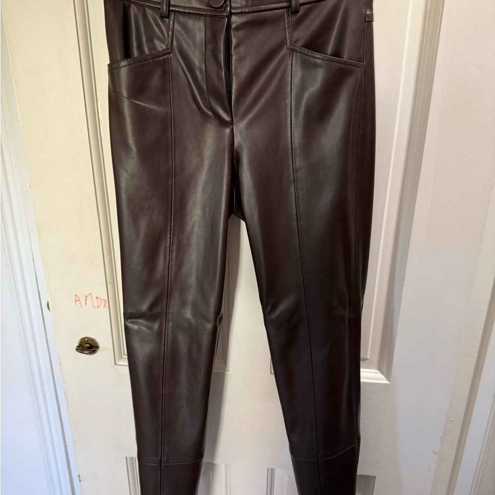 Milly Dark Brown Faux Leather Trousers